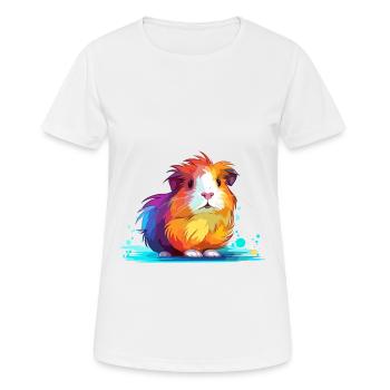 Cochon d’Inde Aquarelle Colorée Dessin Animé Kawaii Anim - T-shirt respirant Femme - blanc - Devant - AI Model Female 172 dark (172cm)