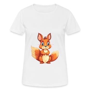 Eichhörnchen buntes Aquarell Cartoon Kawaii Tier - Frauen T-Shirt atmungsaktiv - Weiß - Vorne - AI Model Female 172 dark (172cm)