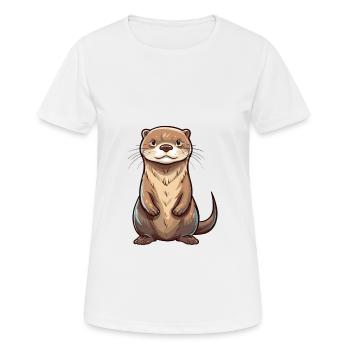 Otter buntes Aquarell Karikatur Kawaii Tier - Frauen T-Shirt atmungsaktiv - Weiß - Vorne - AI Model Female 172 dark (172cm)