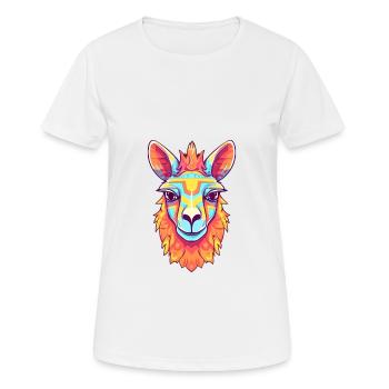 Lama buntes Aquarell Cartoon Kawaii Tier - Frauen T-Shirt atmungsaktiv - Weiß - Vorne - AI Model Female 172 dark (172cm)