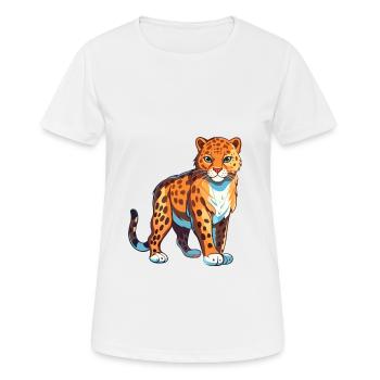 Leopard Colorful Watercolor Cartoon Kawaii Animal - Women's Breathable T-Shirt - white - Front - AI Model Female 172 dark (172cm)