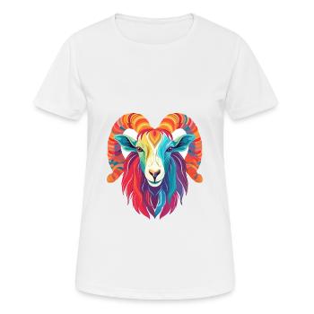 Chèvre Aquarelle Colorée Dessin Animé Kawaii Animal - T-shirt respirant Femme - blanc - Devant - AI Model Female 172 dark (172cm)