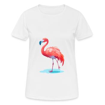 Flamingo Colorful Watercolor Cartoon Kawaii Animal - Women's Breathable T-Shirt - white - Front - AI Model Female 172 dark (172cm)