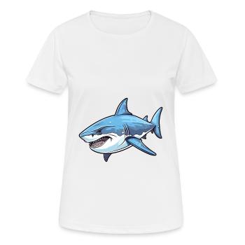 Shark Colorful Watercolor Cartoon Kawaii Animal - Women's Breathable T-Shirt - white - Front - AI Model Female 172 dark (172cm)