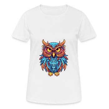Owl Colorful Watercolor Cartoon Kawaii Animal - Women's Breathable T-Shirt - white - Front - AI Model Female 172 dark (172cm)