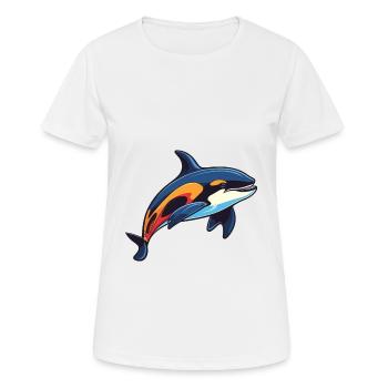 Orca Colorful Watercolor Cartoon Kawaii Animal - Women's Breathable T-Shirt - white - Front - AI Model Female 172 dark (172cm)