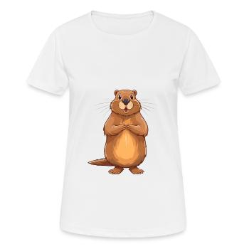 Castor Aquarelle Colorée Dessin Animé Kawaii Animal - T-shirt respirant Femme - blanc - Devant - AI Model Female 172 dark (172cm)