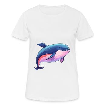 Wal bunte Aquarell-Karikatur Kawaii-Tier - Frauen T-Shirt atmungsaktiv - Weiß - Vorne - AI Model Female 172 dark (172cm)