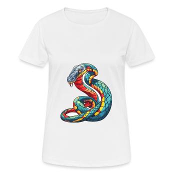 Schlange bunte Aquarell-Karikatur Kawaii-Tier - Frauen T-Shirt atmungsaktiv - Weiß - Vorne - AI Model Female 172 dark (172cm)