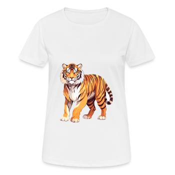 Tiger Buntes Aquarell Cartoon Kawaii Tier - Frauen T-Shirt atmungsaktiv - Weiß - Vorne - AI Model Female 172 dark (172cm)