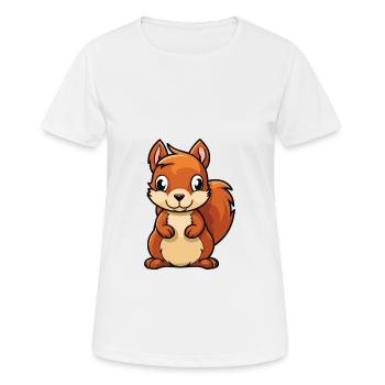 Squirrel Cute Cartoon Kawaii Watercolor Animal Pet - Women's Breathable T-Shirt - white - Front - AI Model Female 172 dark (172cm)