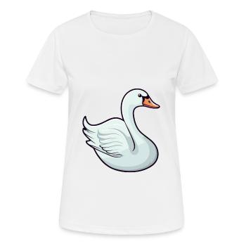 Cygne mignon dessin animé kawaii aquarelle animal de compagnie - T-shirt respirant Femme - blanc - Devant - AI Model Female 172 dark (172cm)