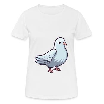 Dove Cute Cartoon Kawaii Watercolor Animal Pet - Women's Breathable T-Shirt - white - Front - AI Model Female 172 dark (172cm)