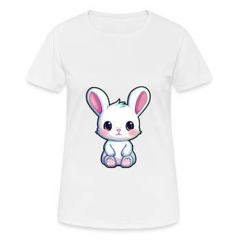 Rabbit Cute Cartoon Kawaii Watercolor Animal Pet - Women's Breathable T-Shirt - white - Front - AI Model Female 172 dark (172cm)