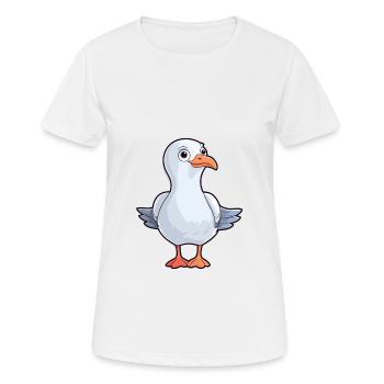 Seagull Cute Cartoon Kawaii Watercolor Animal Pet - Women's Breathable T-Shirt - white - Front - AI Model Female 172 dark (172cm)
