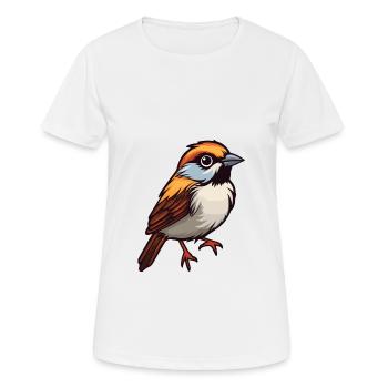 Spatz Niedliche Karikatur Kawaii Aquarell Tier Haustier - Frauen T-Shirt atmungsaktiv - Weiß - Vorne - AI Model Female 172 dark (172cm)