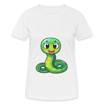 Snake Cute Cartoon Kawaii Watercolor Animal Pet - Women's Breathable T-Shirt - white - Front - AI Model Female 172 dark (172cm)
