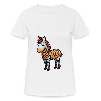 Zebra Cute Cartoon Kawaii Watercolor Animal Pet - Women's Breathable T-Shirt - white - Front - AI Model Female 172 dark (172cm)