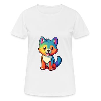 Wolf Cute Cartoon Kawaii Watercolor Animal Pet - Women's Breathable T-Shirt - white - Front - AI Model Female 172 dark (172cm)