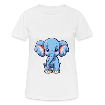 Elefant niedliche Karikatur Kawaii Aquarell Tier Haustier - Frauen T-Shirt atmungsaktiv - Weiß - Vorne - AI Model Female 172 dark (172cm)
