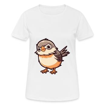Sparrow Cute Cartoon Kawaii Watercolor Animal Pet - Women's Breathable T-Shirt - white - Front - AI Model Female 172 dark (172cm)