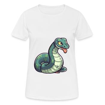 Anaconda Cute Cartoon Kawaii Watercolor Animal Pet - Women's Breathable T-Shirt - white - Front - AI Model Female 172 dark (172cm)