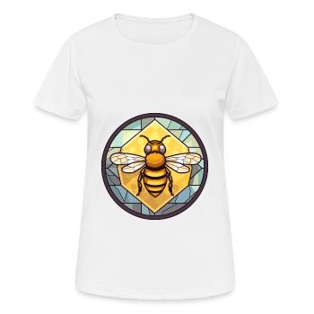 Abeille vitrail coloré dessin animé Kawaii Animal - T-shirt respirant Femme - blanc - Devant - AI Model Female 172 dark (172cm)