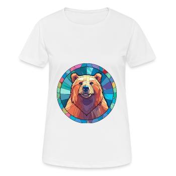 Ours vitrail coloré dessin animé Kawaii Animal - T-shirt respirant Femme - blanc - Devant - AI Model Female 172 dark (172cm)