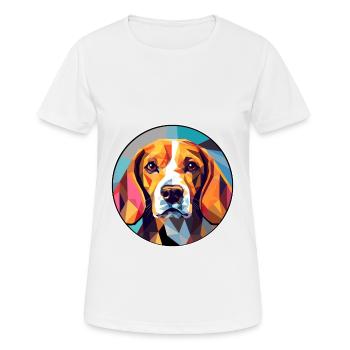 Beagle Hund Buntes Glas Bunte Karikatur Kawaii A - Frauen T-Shirt atmungsaktiv - Weiß - Vorne - AI Model Female 172 dark (172cm)