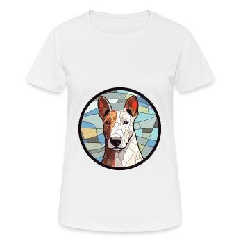Bullterrier Hund Bunte Karikatur Ka - Frauen T-Shirt atmungsaktiv - Weiß - Vorne - AI Model Female 172 dark (172cm)