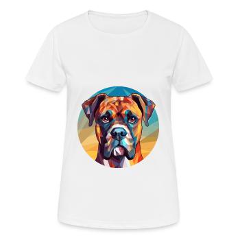 Boxer chien vitrail coloré dessin animé Kawaii An - T-shirt respirant Femme - blanc - Devant - AI Model Female 172 dark (172cm)