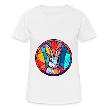 Hasen-Buntglas-Bunt-Cartoon-Kawaii-Tier - Frauen T-Shirt atmungsaktiv - Weiß - Vorne - AI Model Female 172 dark (172cm)