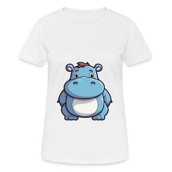Hippo Cute Cartoon Kawaii Watercolor Animal Pet - Women's Breathable T-Shirt - white - Front - AI Model Female 172 dark (172cm)