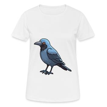 Corbeau mignon dessin animé kawaii aquarelle animal animal de compagnie - T-shirt respirant Femme - blanc - Devant - AI Model Female 172 dark (172cm)