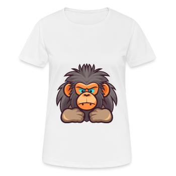 Babouin Mignon Dessin Animé Kawaii Aquarelle Animal De Compagnie - T-shirt respirant Femme - blanc - Devant - AI Model Female 172 dark (172cm)