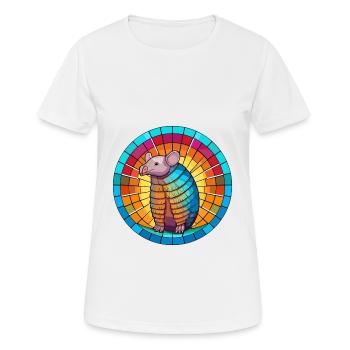 Armadillo Stained Glass Colorful Cartoon Kawaii An - Women's Breathable T-Shirt - white - Front - AI Model Female 172 dark (172cm)
