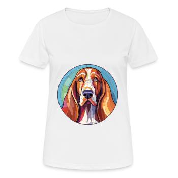 Basset Hund Buntes Glas Bunte Karikatur Ka - Frauen T-Shirt atmungsaktiv - Weiß - Vorne - AI Model Female 172 dark (172cm)