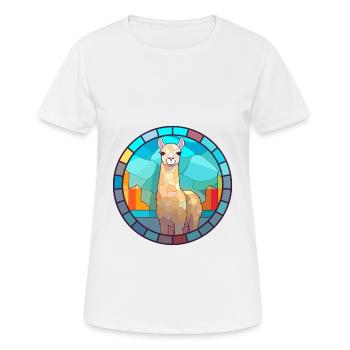 Alpaka Buntglas Bunte Karikatur Kawaii Anima - Frauen T-Shirt atmungsaktiv - Weiß - Vorne - AI Model Female 172 dark (172cm)