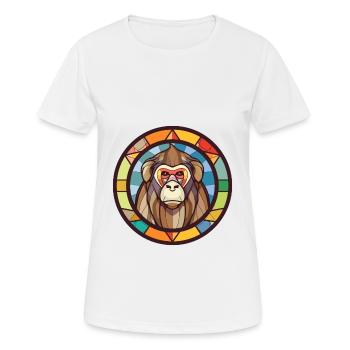 Pavian Bunte Karikatur Kawaii Anima - Frauen T-Shirt atmungsaktiv - Weiß - Vorne - AI Model Female 172 dark (172cm)
