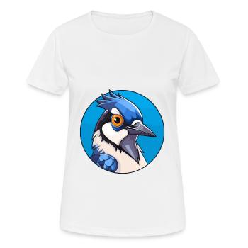 Blauer Eichelhäher Vogel Buntes Glas Bunte Karikatur Kawai - Frauen T-Shirt atmungsaktiv - Weiß - Vorne - AI Model Female 172 dark (172cm)