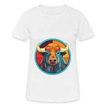 Buffalo Stained Glass Colorful Cartoon Kawaii Anim - Women's Breathable T-Shirt - white - Front - AI Model Female 172 dark (172cm)