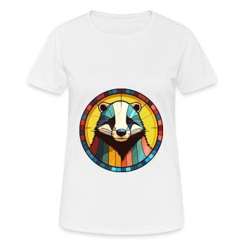 Blaireau vitrail coloré Cartoon Kawaii Anima - T-shirt respirant Femme - blanc - Devant - AI Model Female 172 dark (172cm)