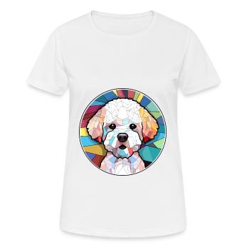 Bichons Frise chien vitrail coloré dessin animé K - T-shirt respirant Femme - blanc - Devant - AI Model Female 172 dark (172cm)