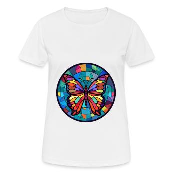 Butterfly Stained Glass Colorful Cartoon Kawaii An - Women's Breathable T-Shirt - white - Front - AI Model Female 172 dark (172cm)