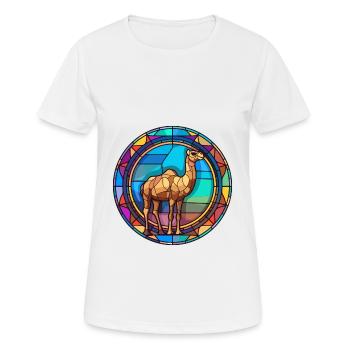 Kamel-Buntglas-Bunt-Cartoon-Kawaii-Tier - Frauen T-Shirt atmungsaktiv - Weiß - Vorne - AI Model Female 172 dark (172cm)