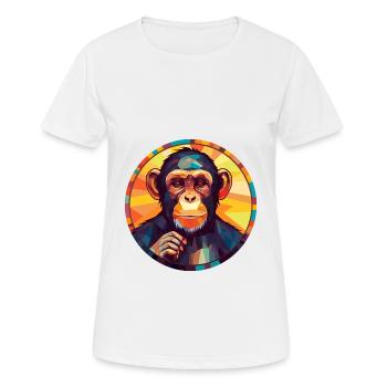 Chimpanzé vitrail coloré dessin animé Kawaii A - T-shirt respirant Femme - blanc - Devant - AI Model Female 172 dark (172cm)