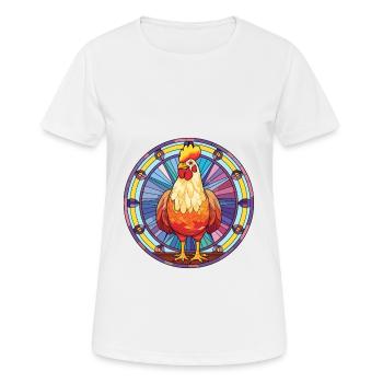 Huhn Buntes Glas Bunte Karikatur Kawaii Anim - Frauen T-Shirt atmungsaktiv - Weiß - Vorne - AI Model Female 172 dark (172cm)