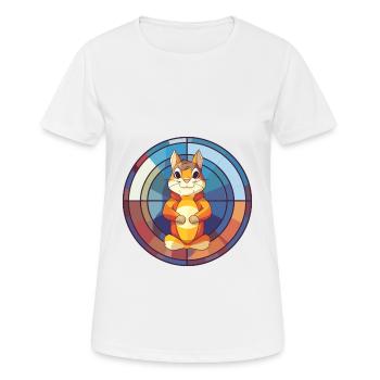 Chipmunk Stained Glass Colorful Cartoon Kawaii Ani - Women's Breathable T-Shirt - white - Front - AI Model Female 172 dark (172cm)