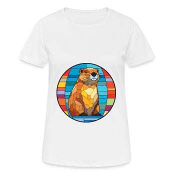 Biber Buntglas Bunte Karikatur Kawaii Anima - Frauen T-Shirt atmungsaktiv - Weiß - Vorne - AI Model Female 172 dark (172cm)