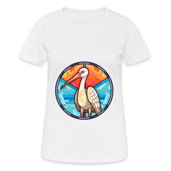 Kranich-Buntglas-Cartoon-Kawaii-Tier - Frauen T-Shirt atmungsaktiv - Weiß - Vorne - AI Model Female 172 dark (172cm)